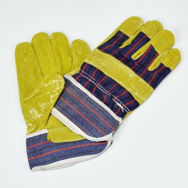 Перчатки комбинированные кожаные из спилка с тиснением,  XL